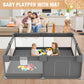 Babyeap Baby Playpen With Mat,50"x50"Play Pen for Babies and Toddlers,Play Yard With Gate for Indoor Outdoor,Dark Gray