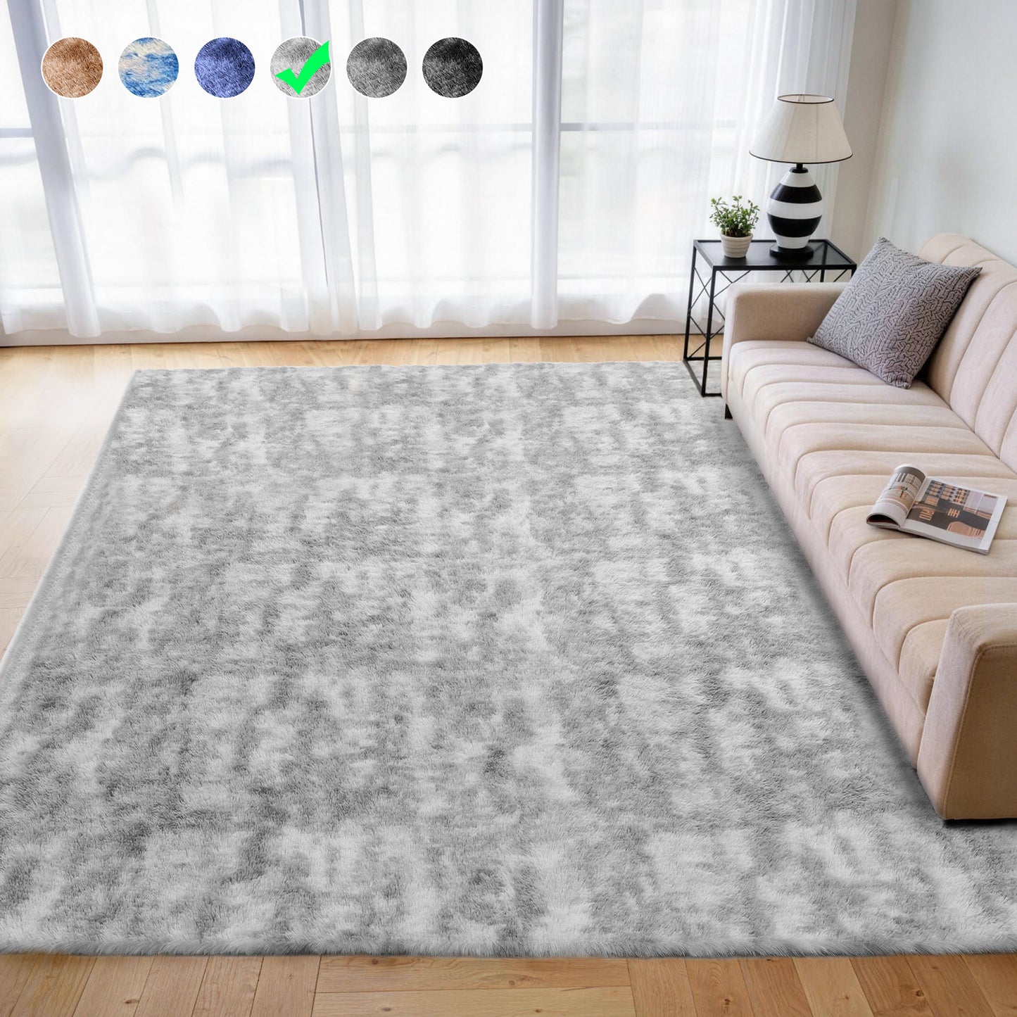 Cozydesg 4ftx6ft Large Area Rugs,Shag Fluffy Rugs for Living Room Bedroom, Modern Indoor Floor Rugs Soft Carpet Home Decro,Light Blue
