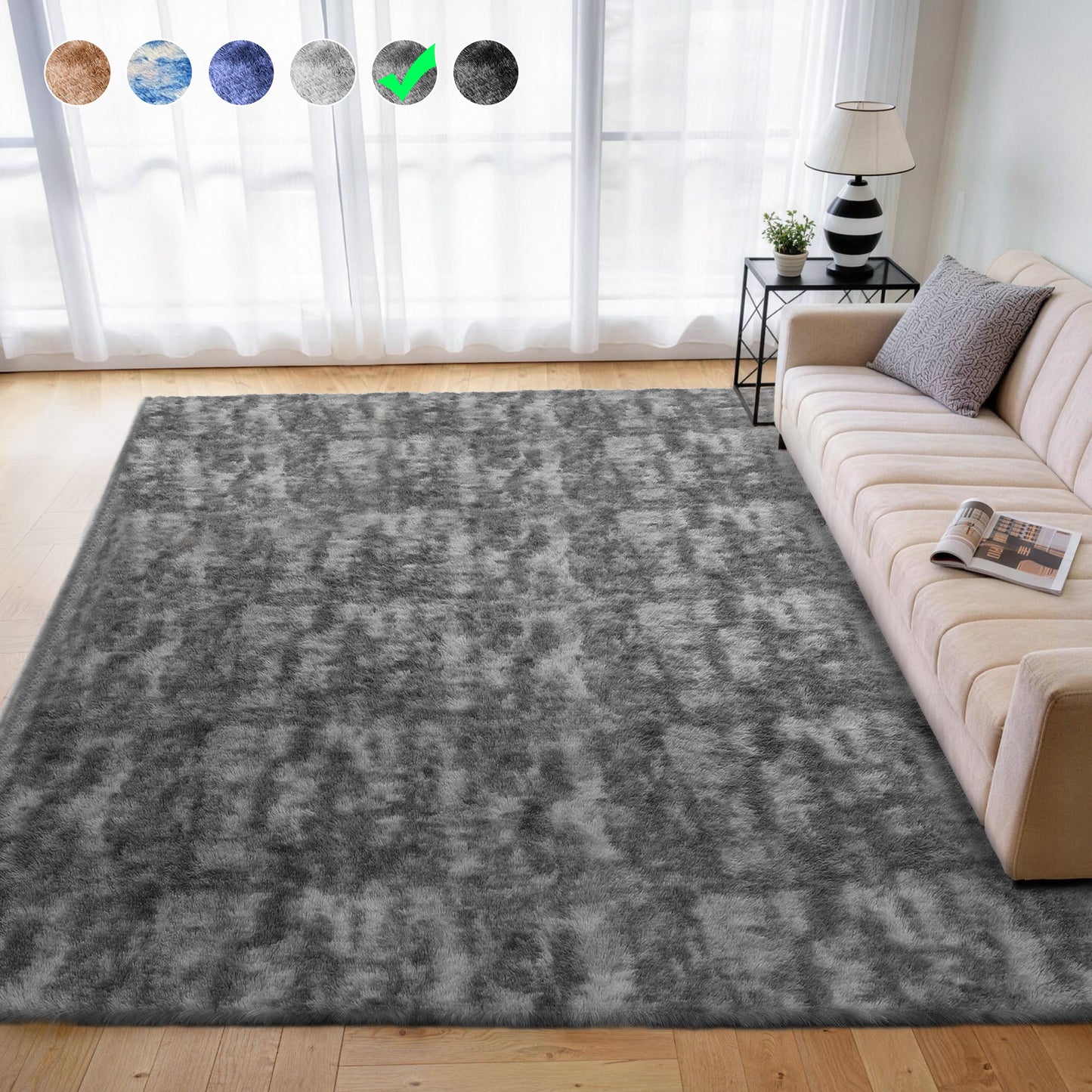 Cozydesg 4ftx6ft Large Area Rugs,Shag Fluffy Rugs for Living Room Bedroom, Modern Indoor Floor Rugs Soft Carpet Home Decro,Light Blue