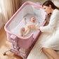 Babyeap 3-in-1 Baby Bassinet, Adjustable Bedside Sleeper with Gentle Rocking Motion, Storage Basket and Wheels for Infants, Gray