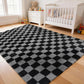 CozyDesg Shag Area Rugs,5'x8'/8' x 10' Soft Fluffy Floor Rugs Checkered Carpet，Washable Area Rugs for Living Room Bedroom Decor,Beige & White