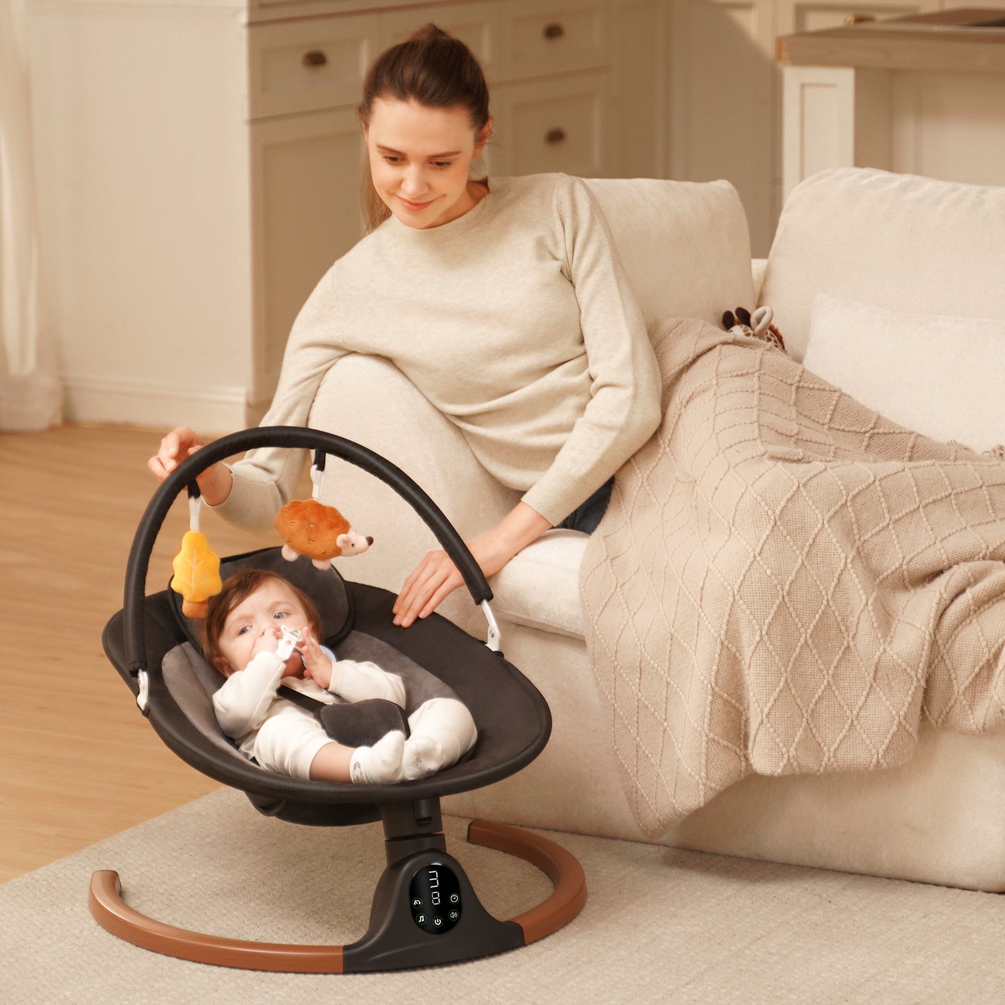 Babyeap Baby Swing for Infants, Electric Swing with 5 Sway Speed, 10 Lullabies, Black