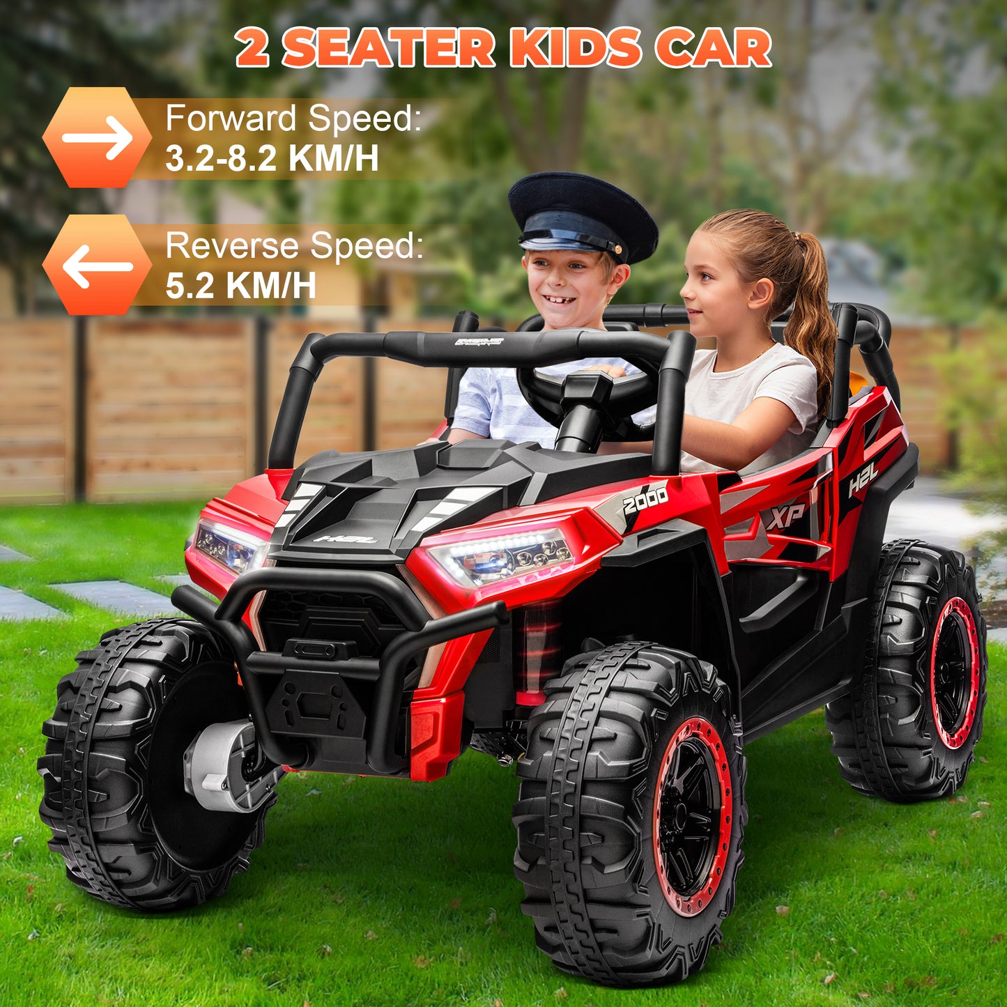 Yexmas 24V Kids Ride on Car Truck,2 Seater Kids Electric Car with Remote Control,Toddler Ride on Car with 110lb Weight Capacity,Red