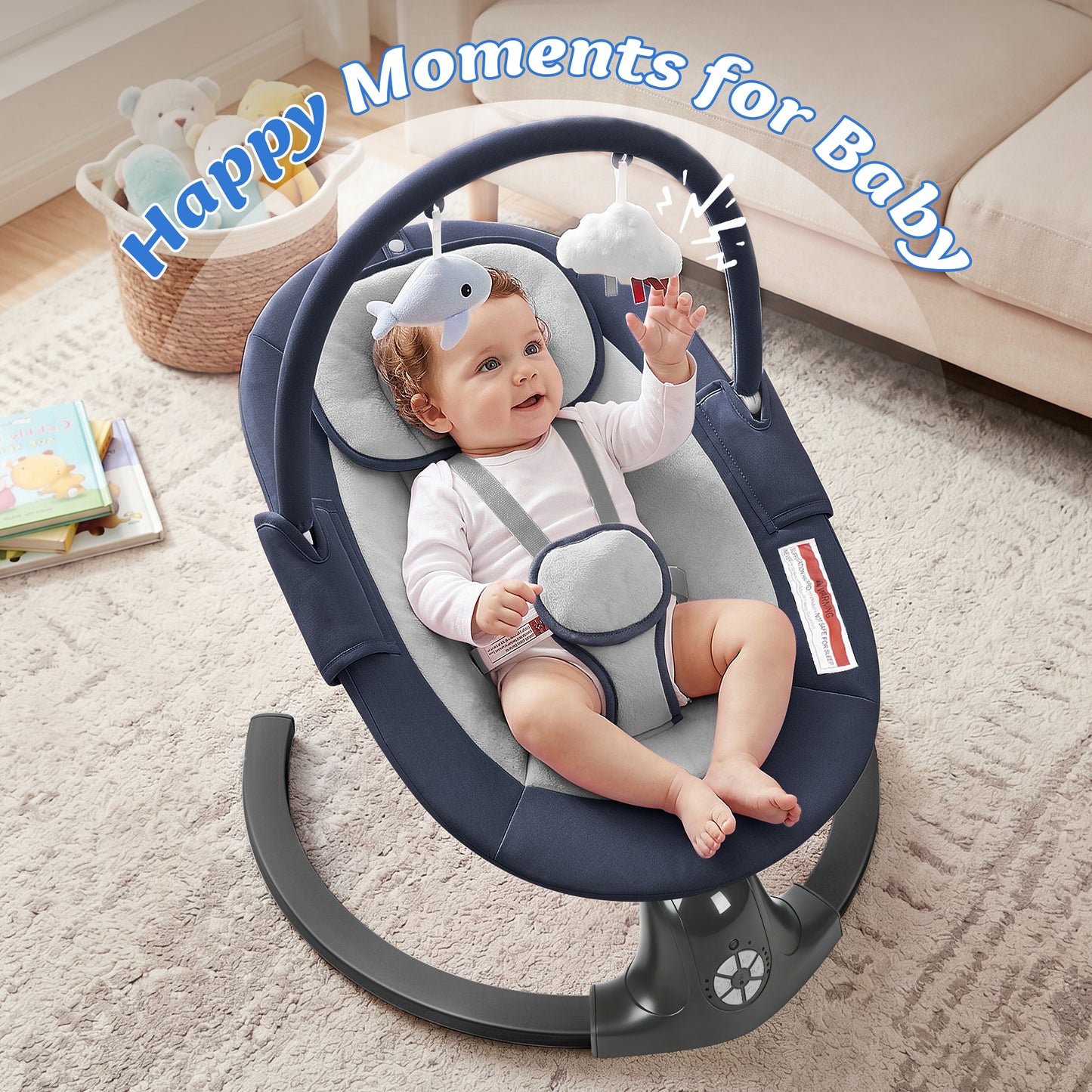 Babyeap Baby Swing for Infants,Electric Swing for Baby with Remote Control, 5 Speeds,Built-In Sounds,Pink