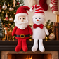 Yexmas 2pcs Plush Christmas Decorations with Snowman&Santa Claus, Handmade Soft Santa Doll, Stuffed Figurine Xmas Ornaments for Door Window Table Fireplace Party Holiday Decor
