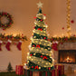Yexmas 6FT Pop-Up Artificial Christmas Tree with 300LED Lights,Green Prelit Christmas Tree with Foldable Base