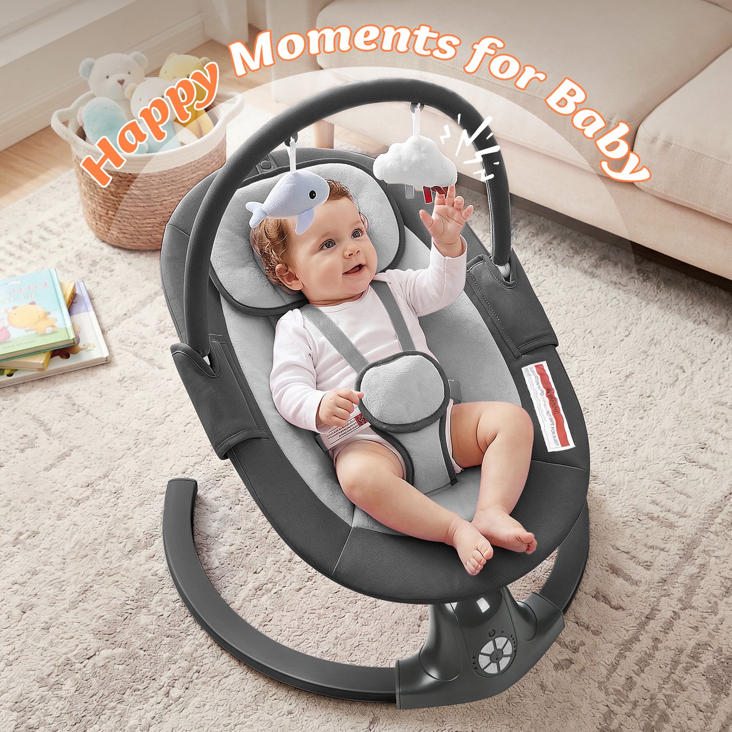 Babyeap Baby Swing for Infants,Electric Swing for Baby with Remote Control, 5 Speeds,Built-In Sounds,Pink