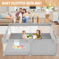 Babyeap Baby Playpen With Mat,50"x50"Play Pen for Babies and Toddlers,Play Yard With Gate for Indoor Outdoor,Light Gray