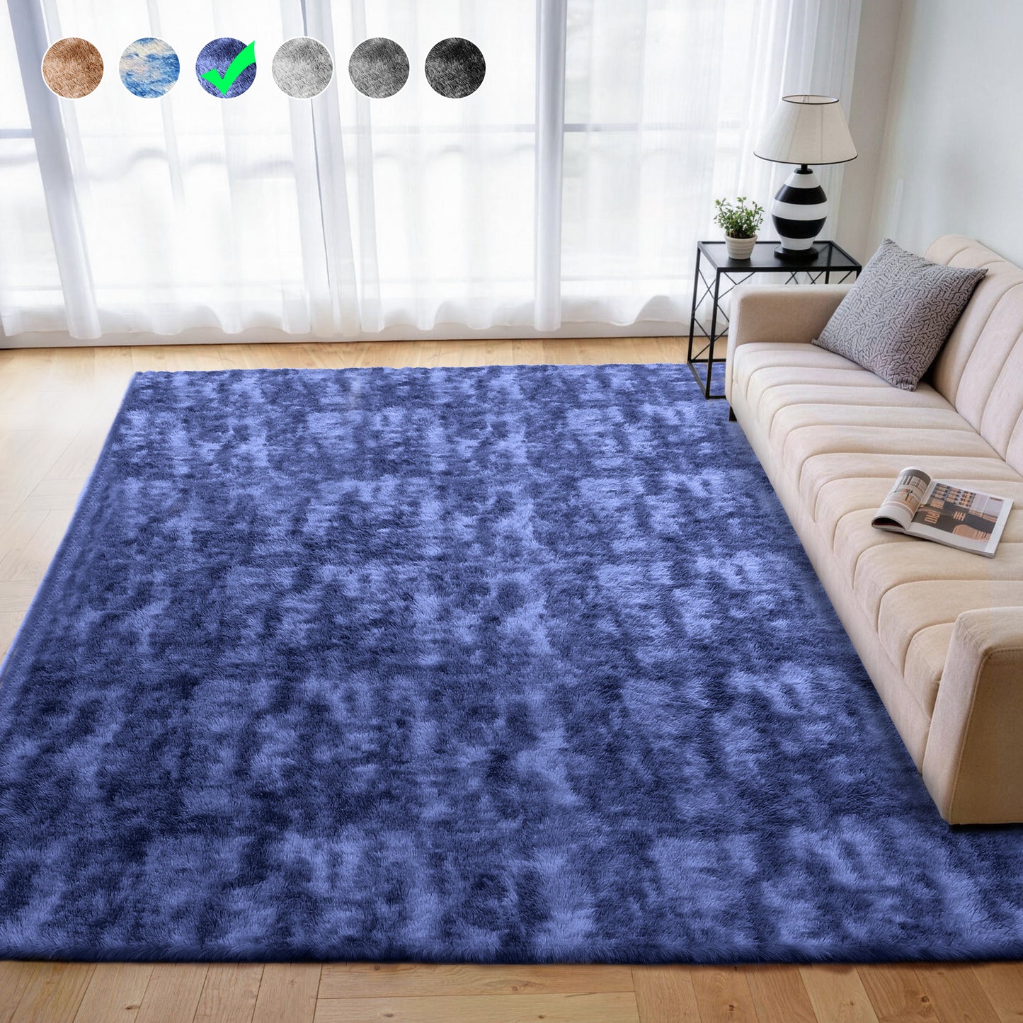 Cozydesg 4ftx6ft Large Area Rugs,Shag Fluffy Rugs for Living Room Bedroom, Modern Indoor Floor Rugs Soft Carpet Home Decro,Light Blue