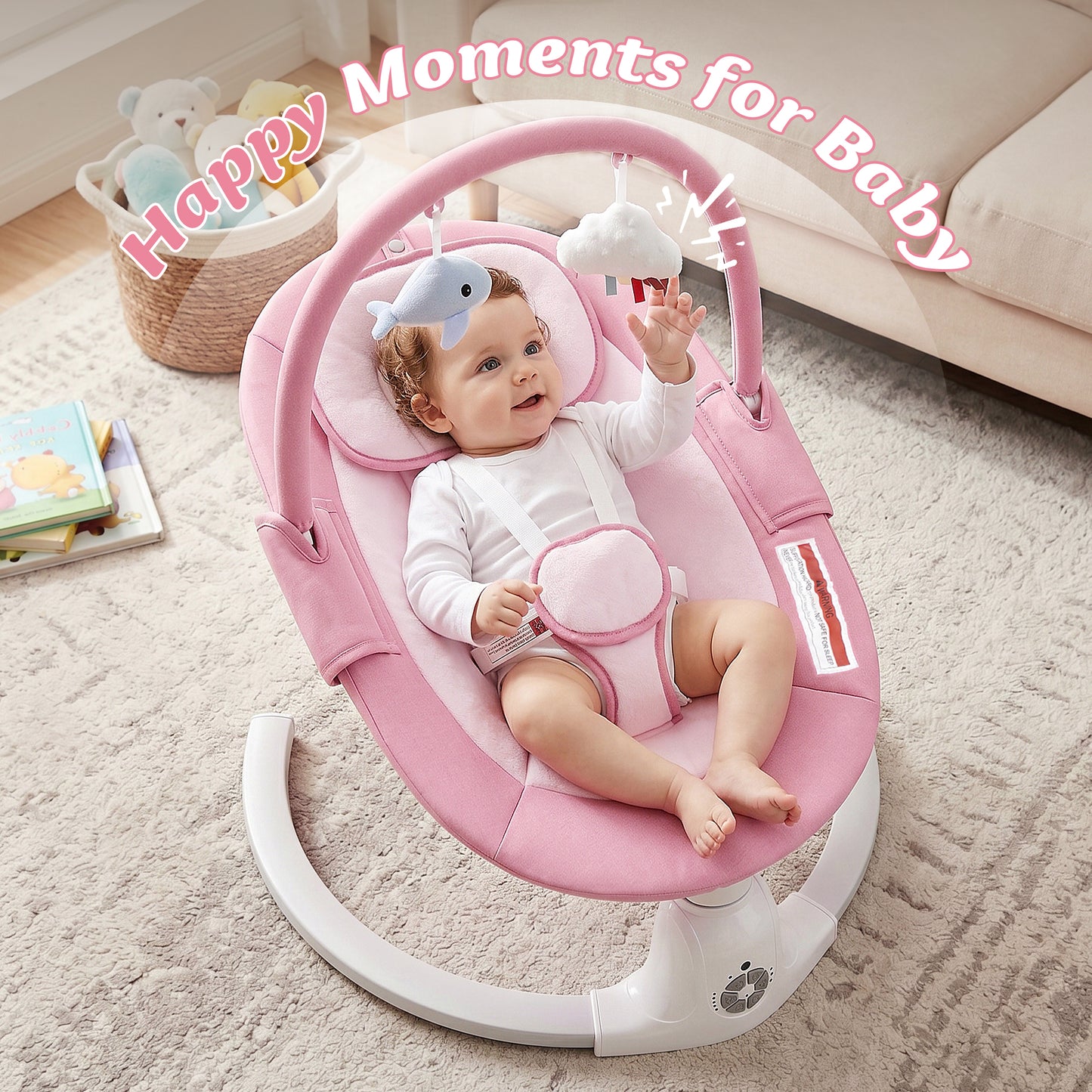 Babyeap Baby Swing for Infants,Electric Swing for Baby with Remote Control, 5 Speeds,Built-In Sounds,Pink