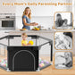babyeap 50 Inch Baby Playpen,Fence Baby Play Yard for Indoors Outdoors,Hexagonal Toddler Playpen,Black