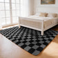 CozyDesg Shag Area Rugs,5'x8'/8' x 10' Soft Fluffy Floor Rugs Checkered Carpet，Washable Area Rugs for Living Room Bedroom Decor,Beige & White