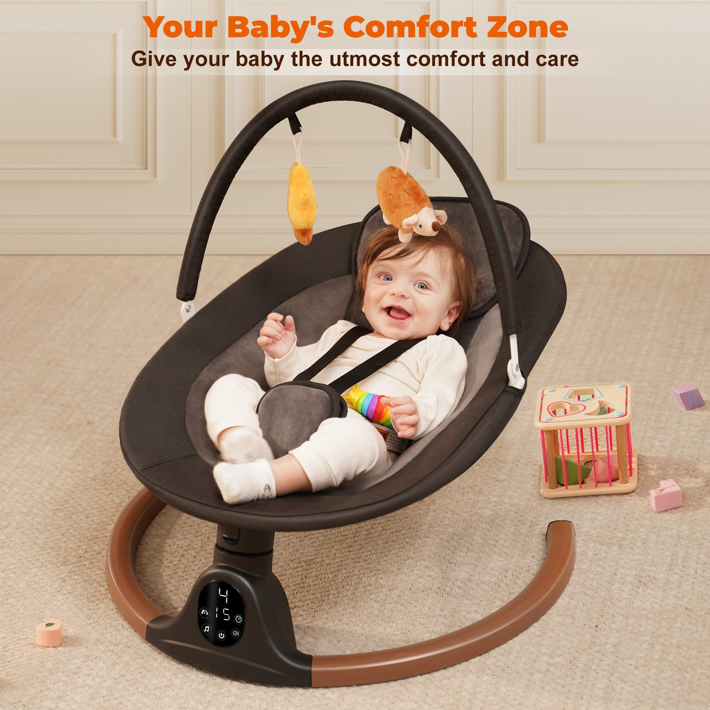 Babyeap Baby Swing for Infants, Electric Swing with 5 Sway Speed, 10 Lullabies, Black