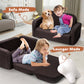 Babyeap Extra Wide Kids Chair,2-in-1 Convertible Toddler Chairs,Soft Comfy Kids Couch, Kids Sofa for Boys & Girls 3+,Brown
