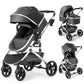 babyeap 2 in 1 Baby Stroller,Foldable Lightweight Carriage Reversible Bassinet Pram for Toddler,Travel Stroller with with Cup Holder、Storage Bag