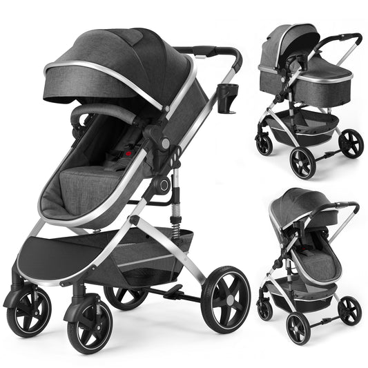 babyeap 2 in 1 Baby Stroller,Foldable Lightweight Carriage Reversible Bassinet Pram for Toddler,Travel Stroller with with Cup Holder、Storage Bag
