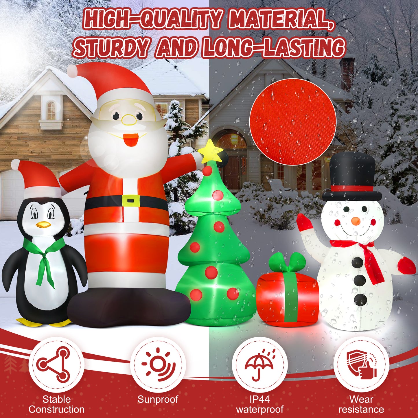 Yexmas 6FT Christmas Decorations Inflatables with Blow Up LED Lights, Santa Claus Snowman Penguin Gift Boxes & Christmas Tree for for Holiday Decor,Xmas Party,Yard, Garden and Lawn