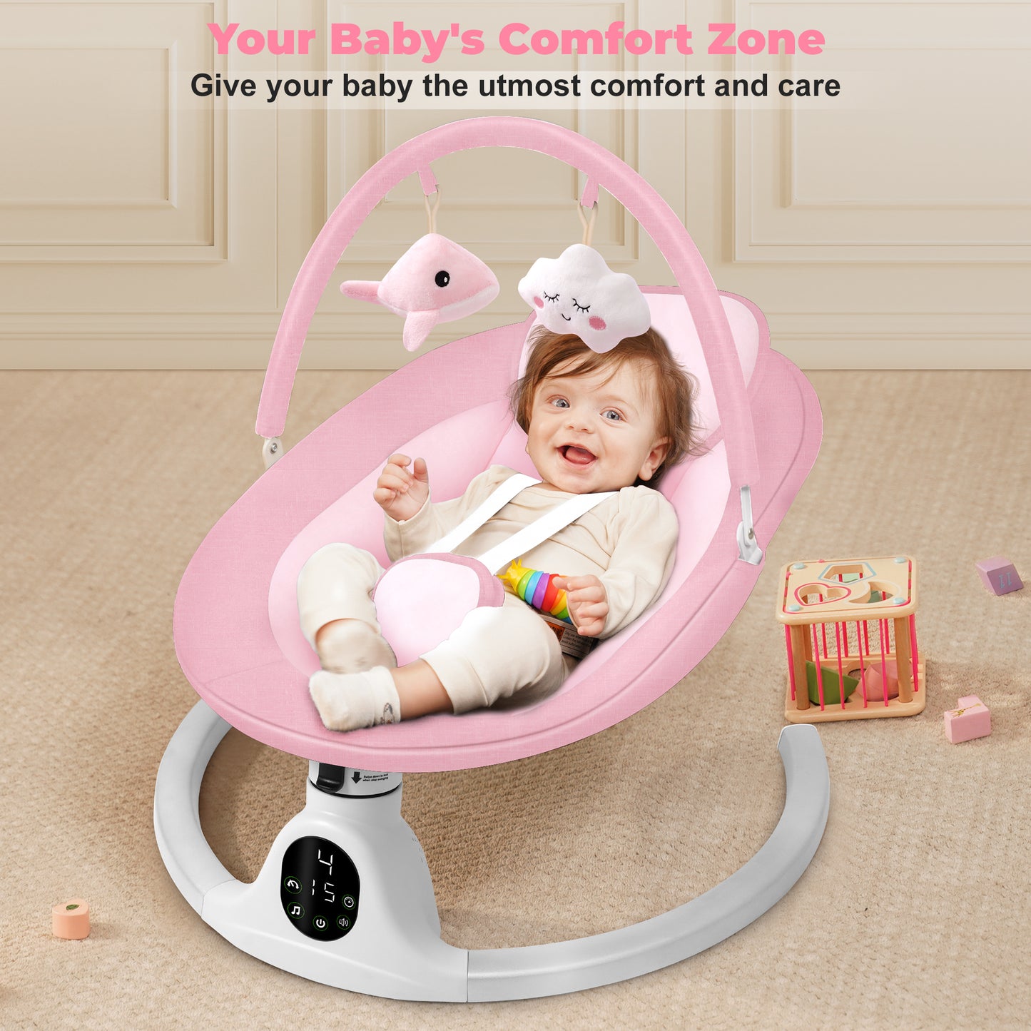 Babyeap Baby Swing for Infants, Electric Swing with 5 Sway Speed, 10 Lullabies, Black