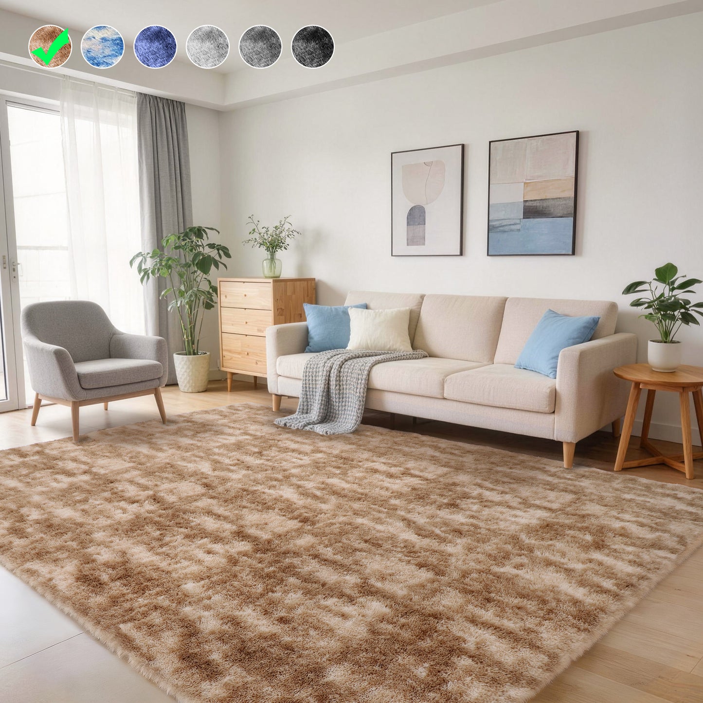 Cozydesg 4ftx6ft Large Area Rugs,Shag Fluffy Rugs for Living Room Bedroom, Modern Indoor Floor Rugs Soft Carpet Home Decro,Light Blue