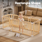 Babyeap Foldable Wooden Baby Playpen,Large Wood Play Yard for Babies and Toddlers, Baby Fence for Indoor Activity Center,47x47x23.6 Inch