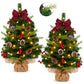 Yexmas 2PCS Pre-lit Artificial Mini Christmas Tree,24 Inch Small Tabletop Xmas Tree for Indoor Outdoor Christmas Decor