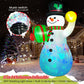 Yexmas 6.3FT Christmas Inflatable Snowman Blow Up Yard Decor with Gift Box and Bell, 360° Colorful Projection, Music On/Off Function, Built-in LED Lights, Outdoor Holiday Yard Decor