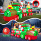 Yexmas 12FT Christmas Inflatable Train, Blow up Yard Decor Built-in LED Lights with Santa Snowman Gingerbread Man for Holiday Christmas Party Yard Garden and Lawn