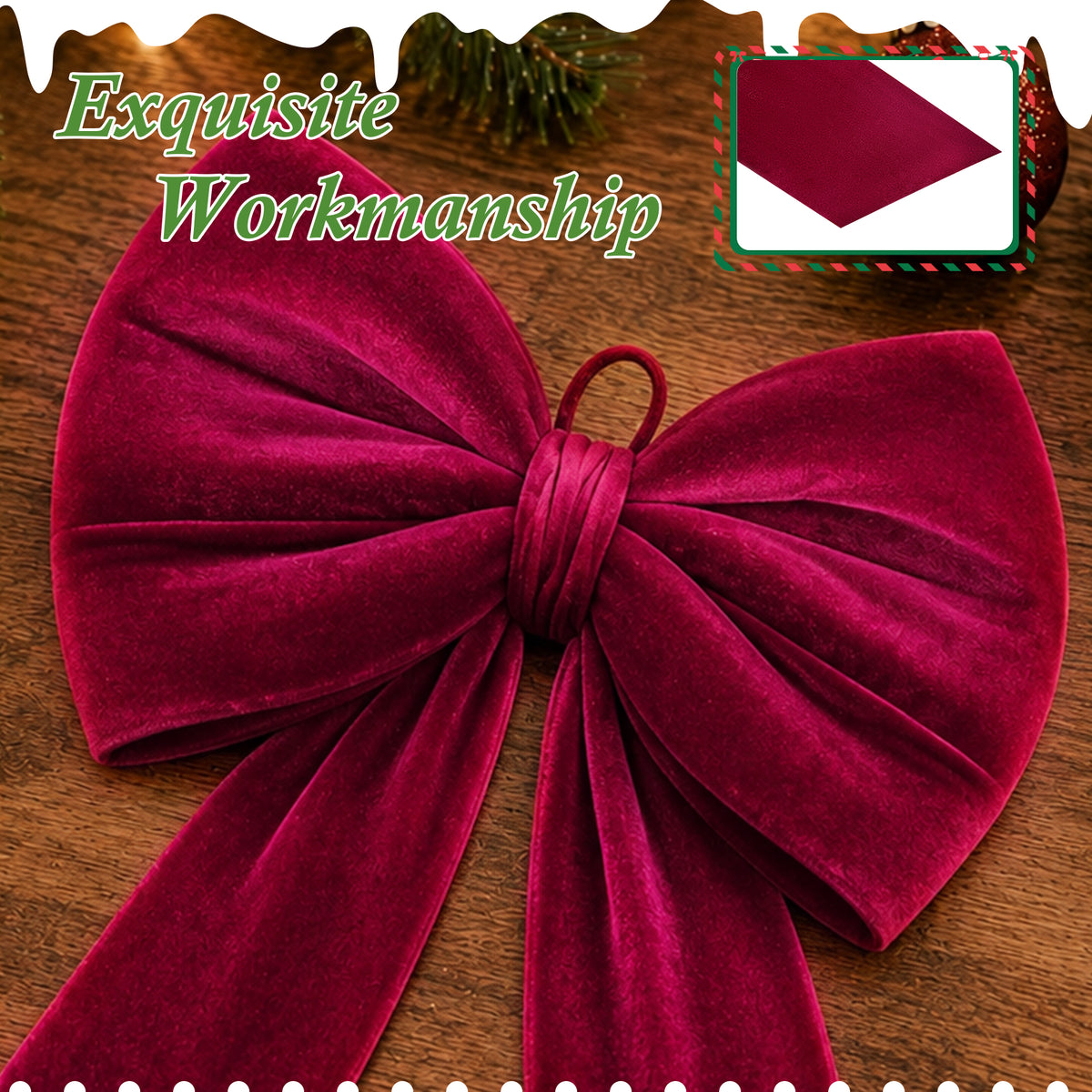 Yexmas 70×20 Inch Giant Velvet Christmas Bows, Big Burgundy Bows Tree Topper Ribbon Hanging Bows Decor for Holiday Front Door Wall Party Wreath Garland Crafts Xmas Decoration