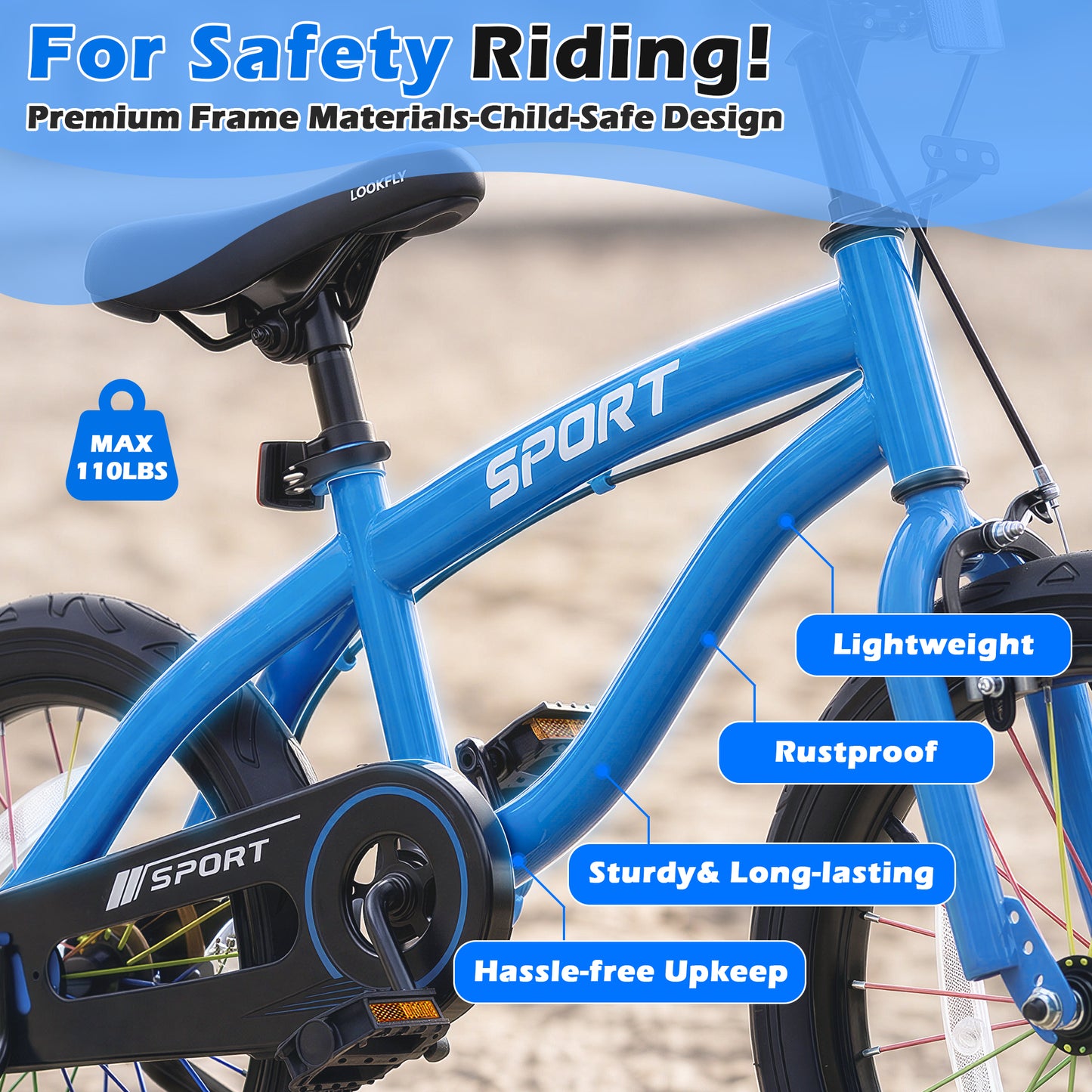 Enjoyrun 14" Kids Bike,Bike for Boys and Girls with Training Wheels,Children's Bicycles for Ages 3–7,Blue