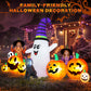 Yexmas 8 FT Long Halloween Inflatable Ghost with Witch Hat, 6 Pumpkins Halloween Blow Ups with Black Cat for Halloween Party Outdoor Yard Garden Lawn Decor