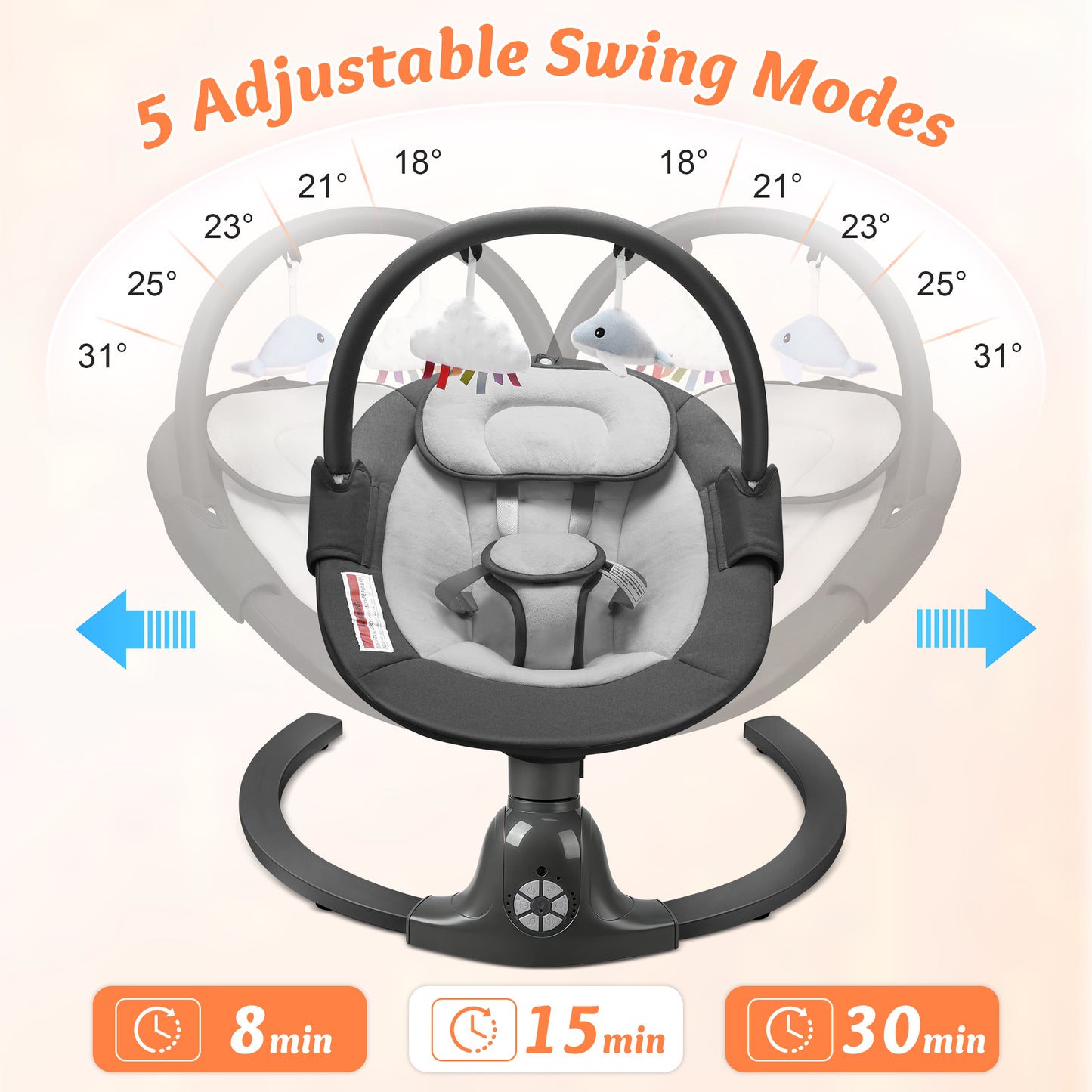 Babyeap Baby Swing for Infants,Electric Swing for Baby with Remote Control, 5 Speeds,Built-In Sounds,Pink