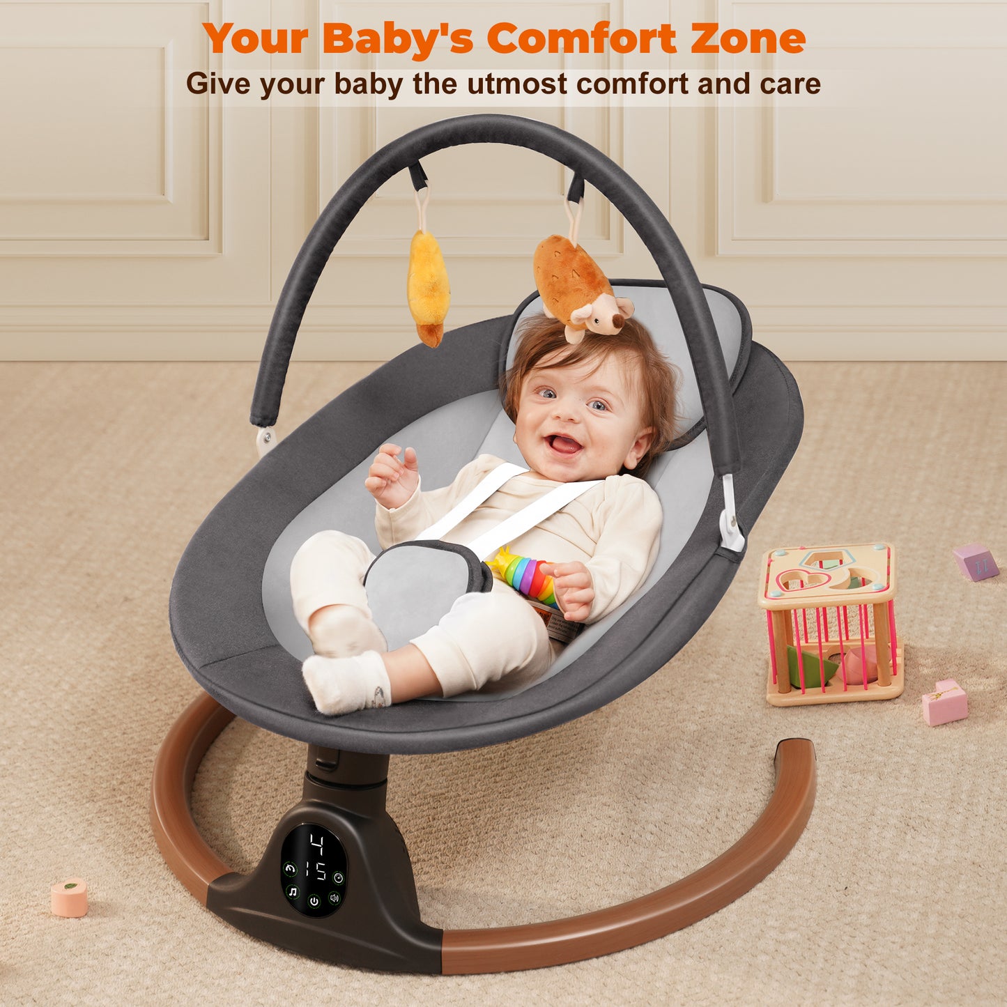 Babyeap Baby Swing for Infants, Electric Swing with 5 Sway Speed, 10 Lullabies, Black