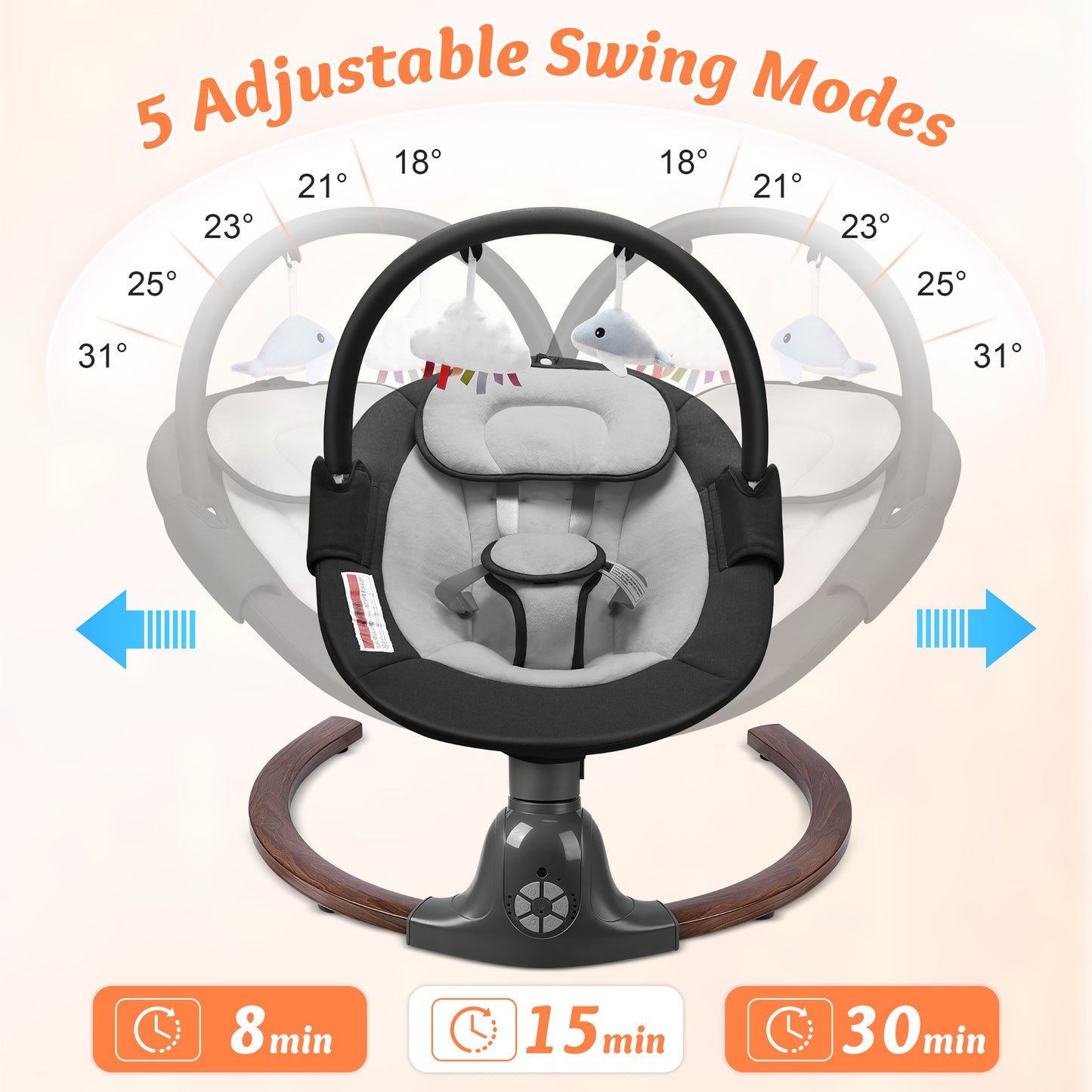 Babyeap Baby Swing for Infants,Electric Swing for Baby with Remote Control, 5 Speeds,Built-In Sounds,Pink
