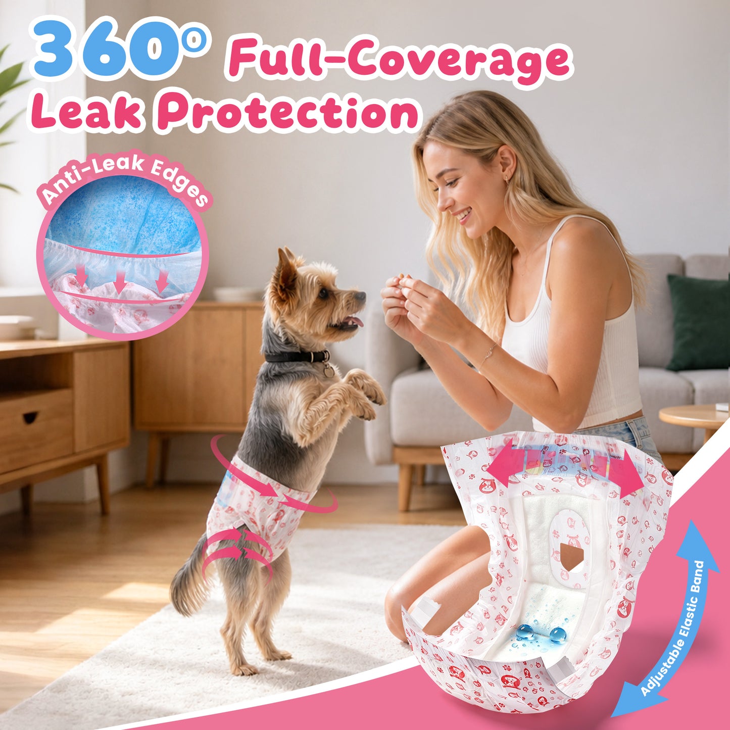Zoolike Disposable Female Dog Diapers, Small Dog Diapers Female with Super-Absorbent, Leakproof&Breathable, 50 Count