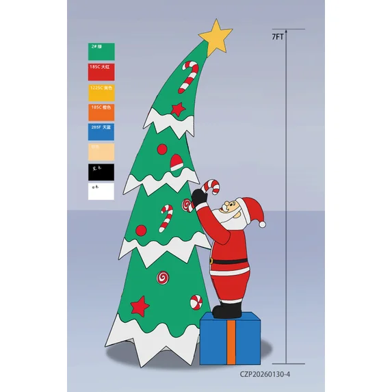 Yexmas 7FT Inflatable Christmas Tree with Santa & Gift Boxes – LED Light Up Outdoor Yard & Garden Decoration