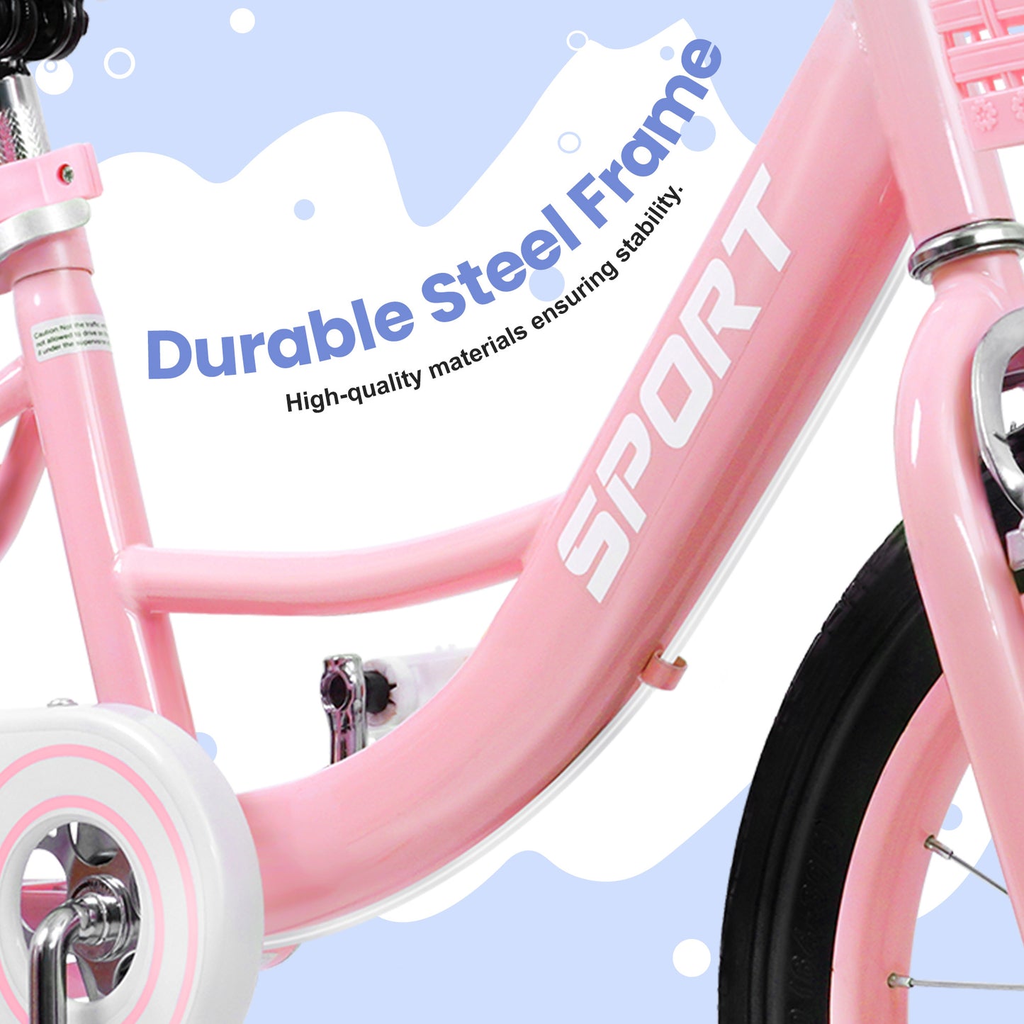 Enjoyrun 16" Kids Bike,Girls Bike with Training Wheels,Basket and Doll Seat,Bicycle for Children Ages 5-8,Pink