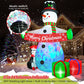 Yexmas 8FT Christmas Inflatable Snowman Blow Up Yard Decor with 360° Colorful Projection, Music On/Off, Penguin, Gift Boxes, Merry Christmas Banner for Outdoor Yard Decor