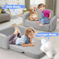 Babyeap Extra Wide Kids Chair,2-in-1 Convertible Toddler Chairs,Soft Comfy Kids Couch, Kids Sofa for Boys & Girls 3+,Light Gray