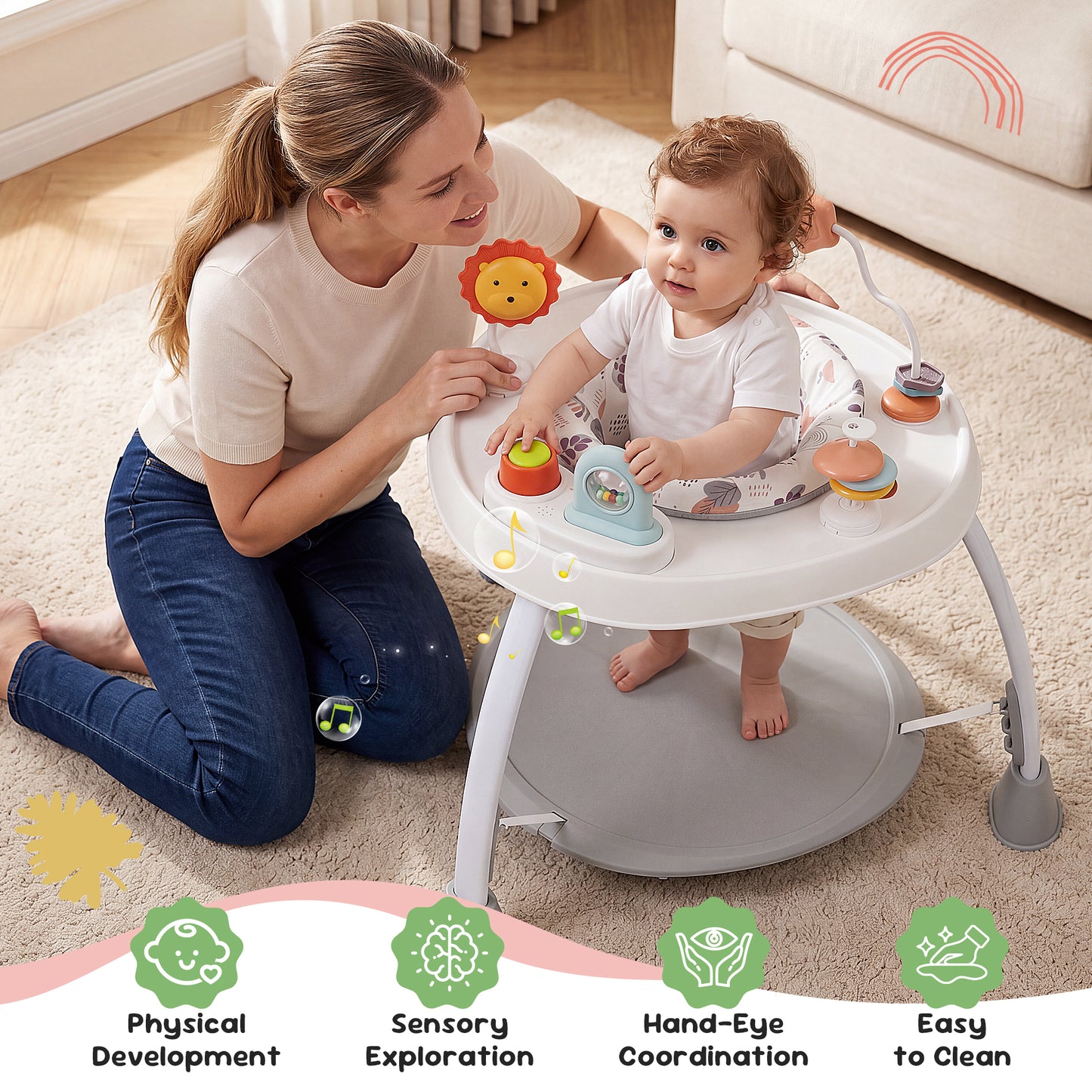 Babyeap 5-in-1 Baby Activity Center,Baby Jumper with 360° Rotating Seat and Music Toy,6 Months +
