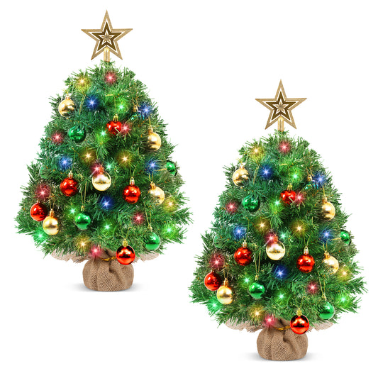Yexmas 2PCS Pre-lit Artificial Mini Christmas Tree,30 Inch Small Tabletop Xmas Tree for Indoor Outdoor Christmas Decor
