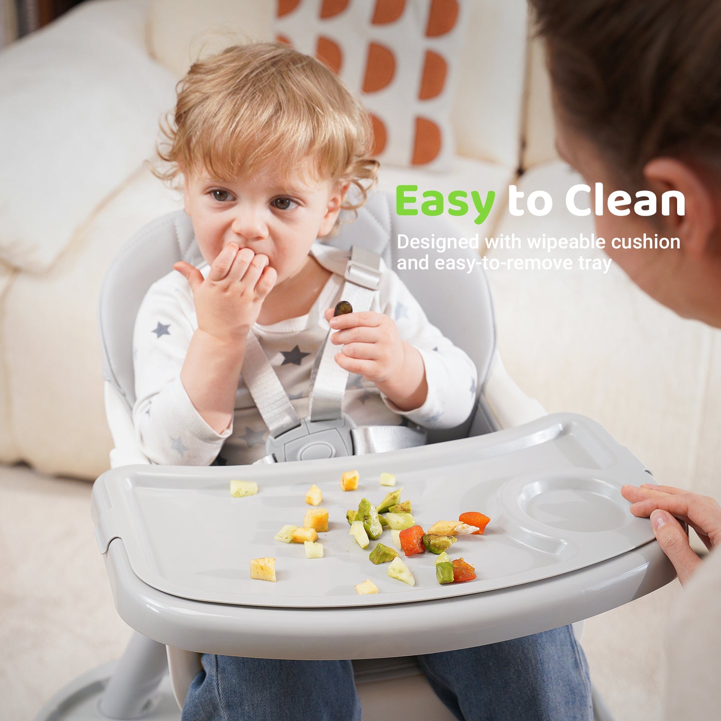 Babyeap Baby High Chair Convertible Highchair, Gray