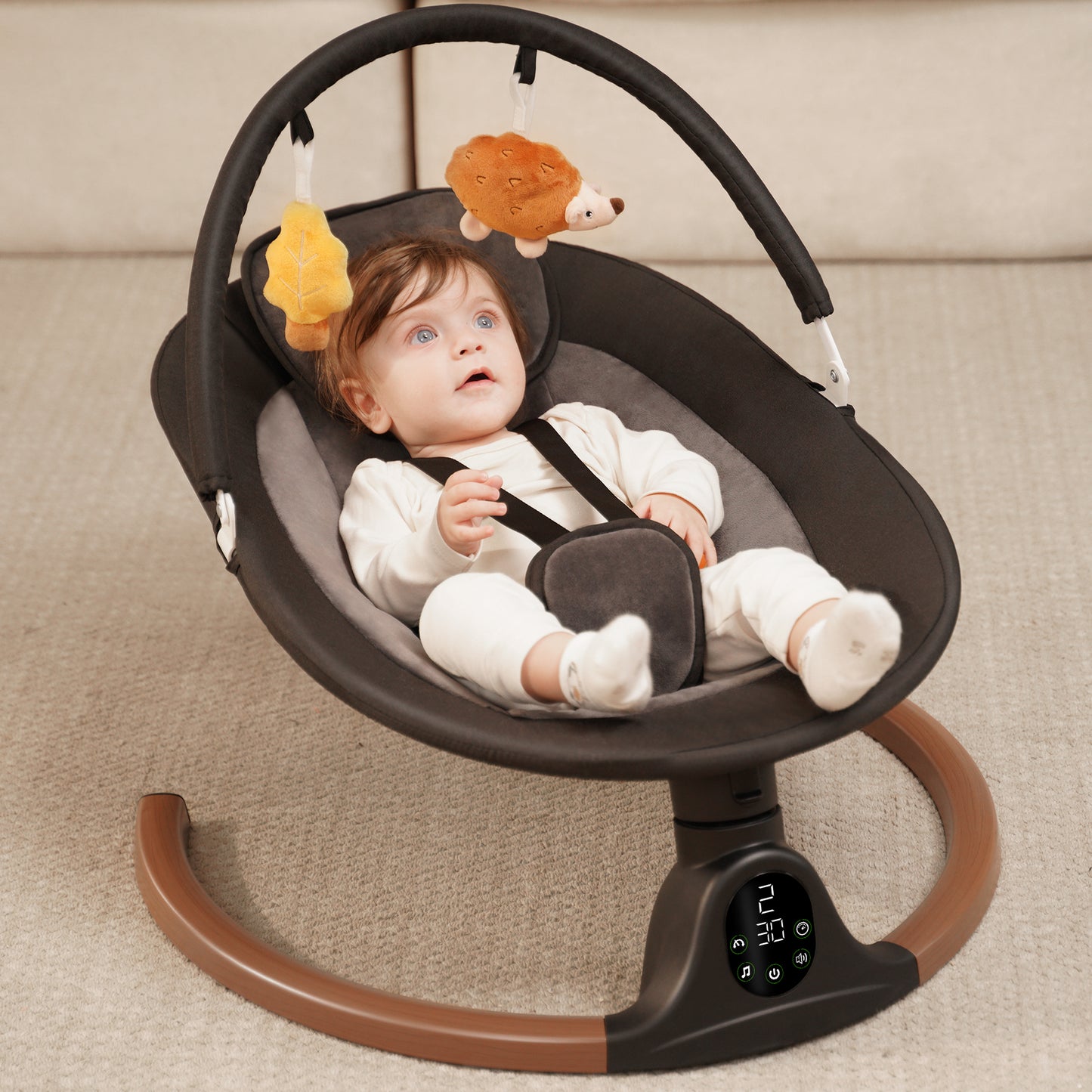 Babyeap Baby Swing for Infants, Electric Swing with 5 Sway Speed, 10 Lullabies, Black