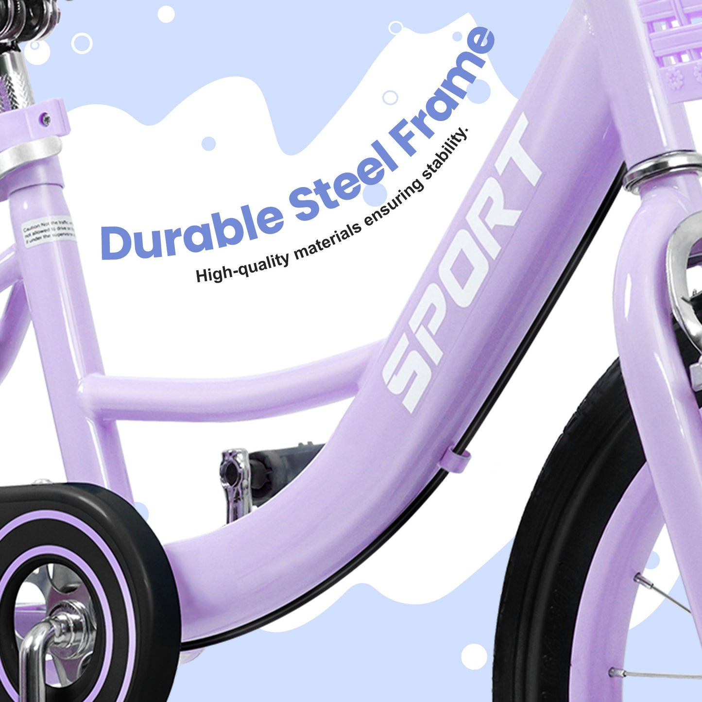 Enjoyrun 16" Kids Bike,Girls Bike with Training Wheels,Basket and Doll Seat,Bicycle for Children Ages 5-8,Purple