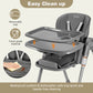 Babyeap Baby High Chair, Convertible Adjustable Feeding Chair with Removable Double Tray, Adjustable & Foldable Design Converts to Toddler Chair, for Babies & Toddlers,Gray