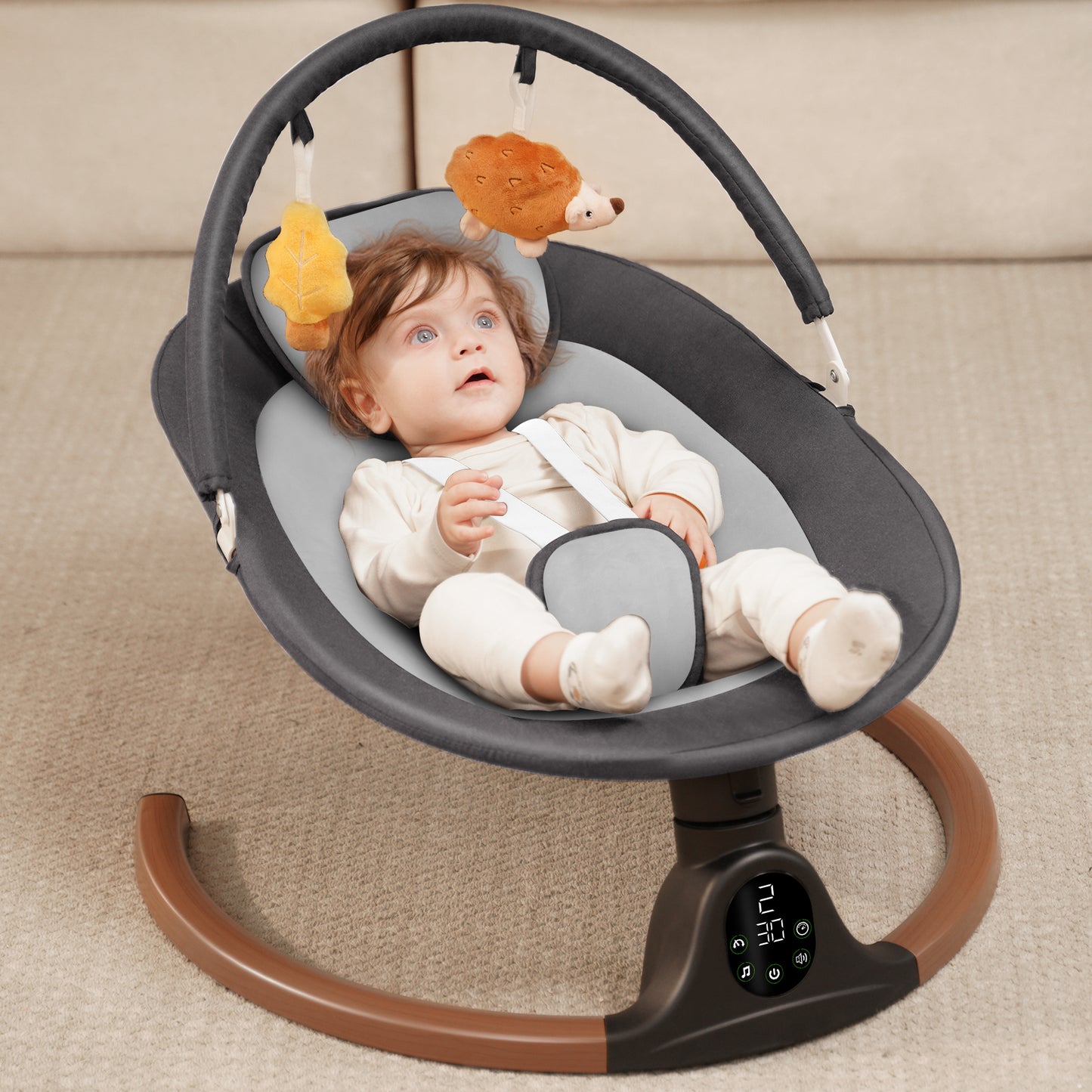 Babyeap Baby Swing for Infants, Electric Swing with 5 Sway Speed, 10 Lullabies, Black