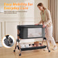 Babyeap 3-in-1 Baby Bassinet, Adjustable Bedside Sleeper with Gentle Rocking Motion, Storage Basket and Wheels for Infants, Gray