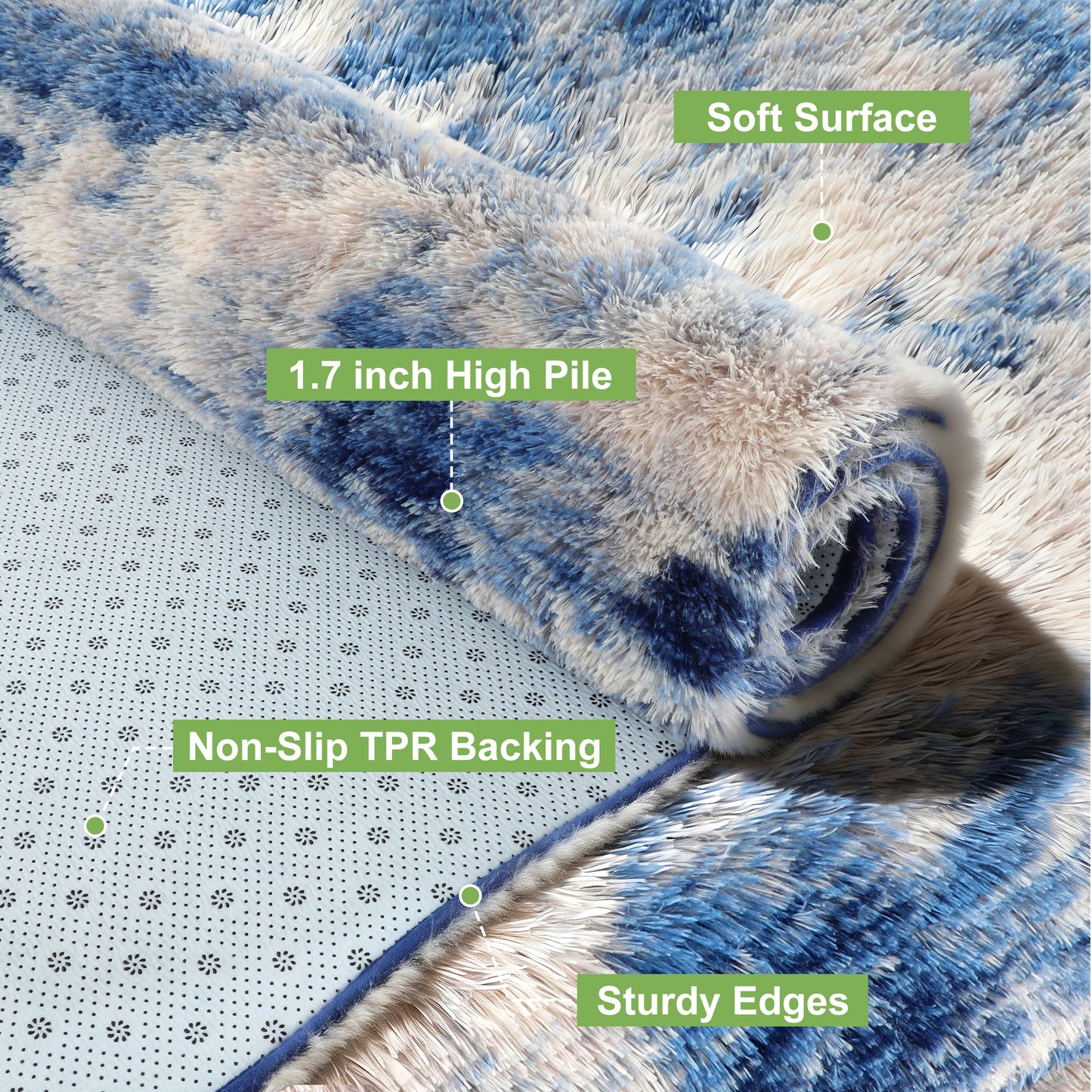 Cozydesg 4ftx6ft Large Area Rugs,Shag Fluffy Rugs for Living Room Bedroom, Modern Indoor Floor Rugs Soft Carpet Home Decro,Light Blue
