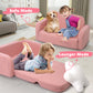 Babyeap Extra Wide Kids Chair,2-in-1 Convertible Toddler Chairs,Soft Comfy Kids Couch, Kids Sofa for Boys & Girls 3+,Pink
