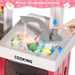 Lookfly Play Kitchens,68PCS Kids Kitchen Playset with Realistic Lights&Sounds,Toddler Kitchen Toy Gift for Boys and Grlis,Pink 32.3"H