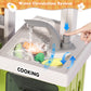 Lookfly Play Kitchens,68PCS Kids Kitchen Playset with Realistic Lights&Sounds,Toddler Kitchen Toy Gift for Boys and Grlis,Green 32.3"H